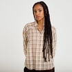 Chemise coupe ample manches longues marron femme