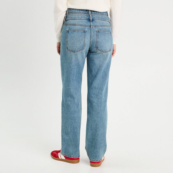 Jeans large denim double stone femme