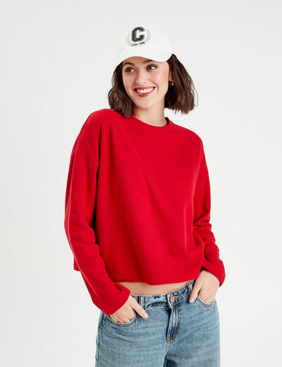 Sweat manches longues rouge femme