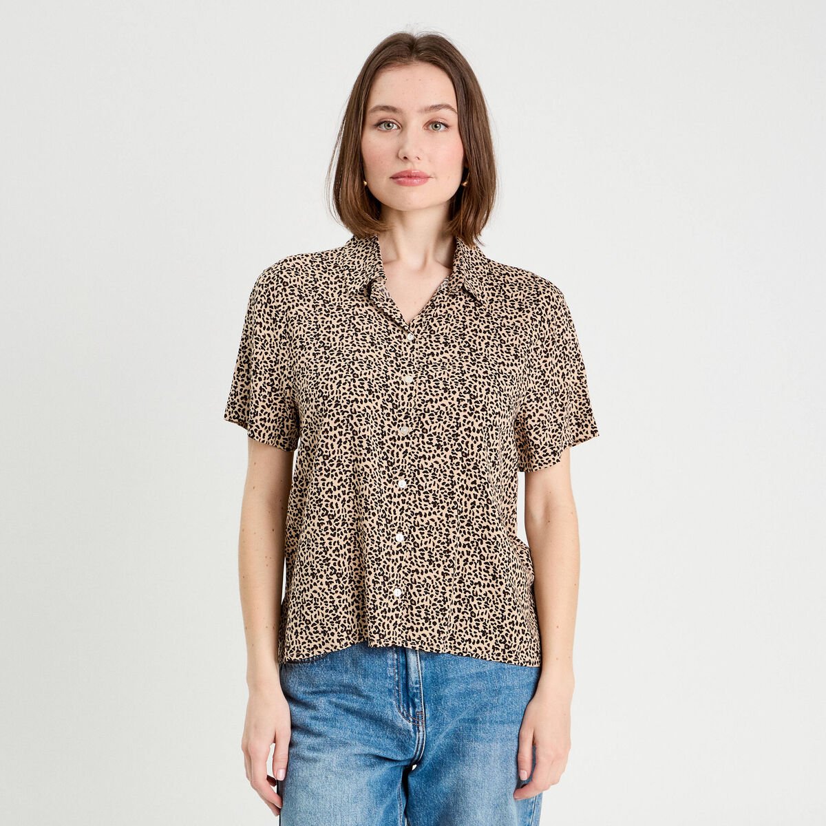 Chemise manches courtes ecru femme