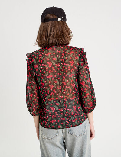 Blouse manches 3/4 noir femme