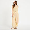 Pantalon large fluide jaune paille femme