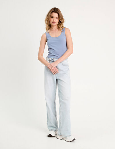 Débardeur bretelles larges bleu gris femme