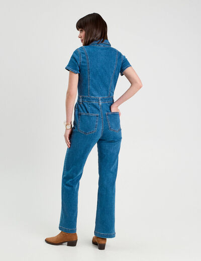 Combinaison pantalon en jean denim stone femme