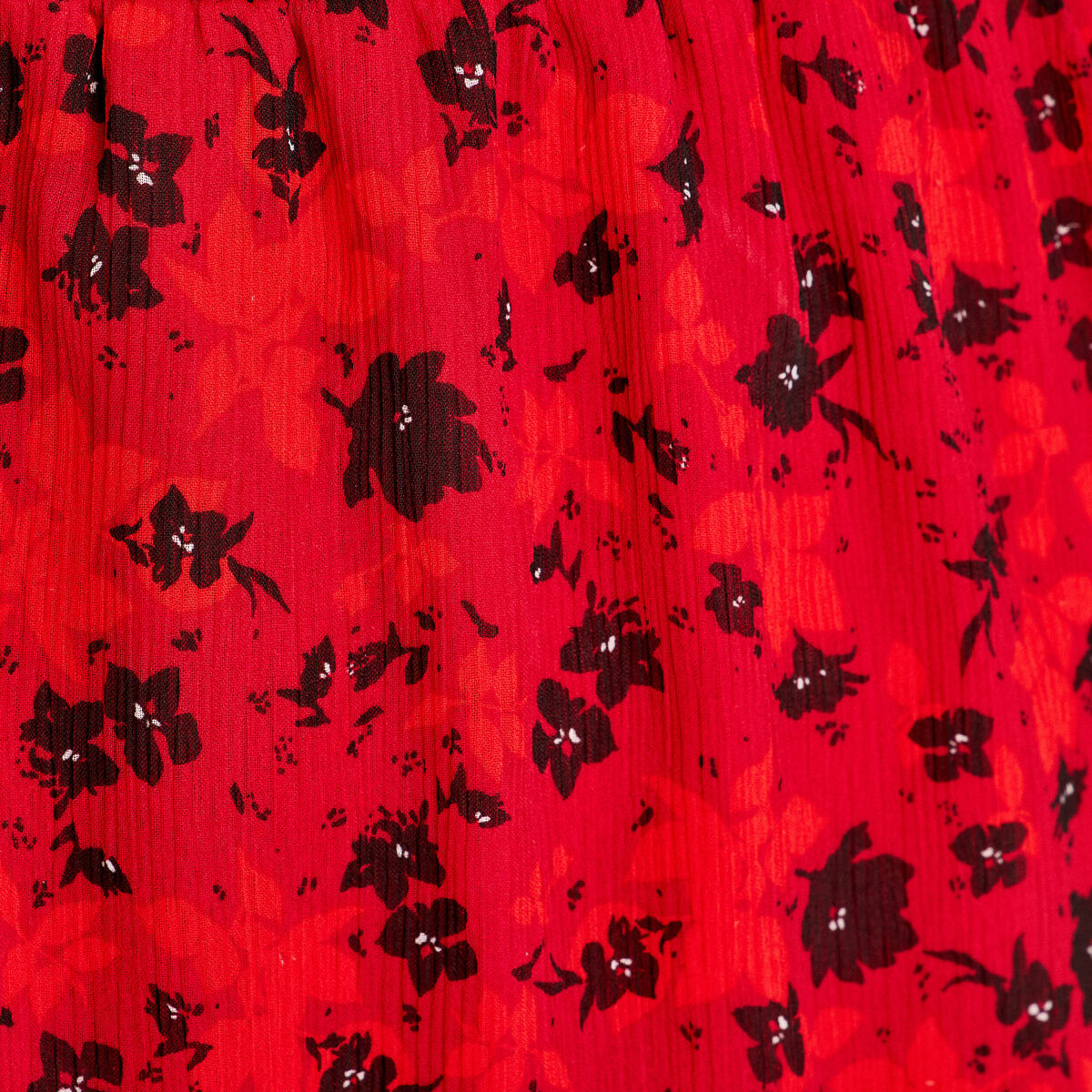 Robe évasée à volants rouge femme