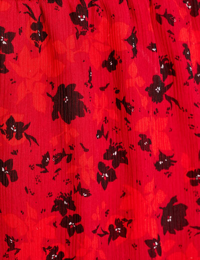 Robe évasée à volants rouge femme