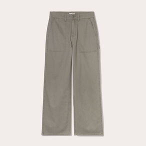 Pantalon jambe large vert kaki femme