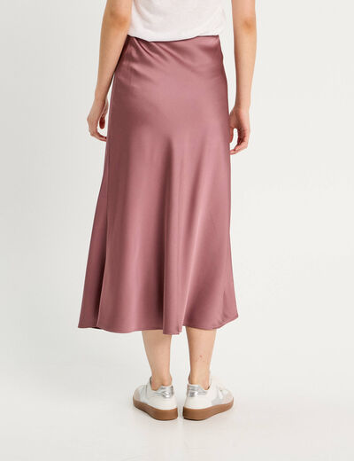 Jupe longue trapèze satin vieux rose femme