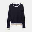 T-shirt 2-en-1 col rond manches longues bleu marine femme