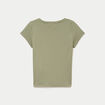 T-shirt ajust&eacute; col v manches courtes vert kaki femme
