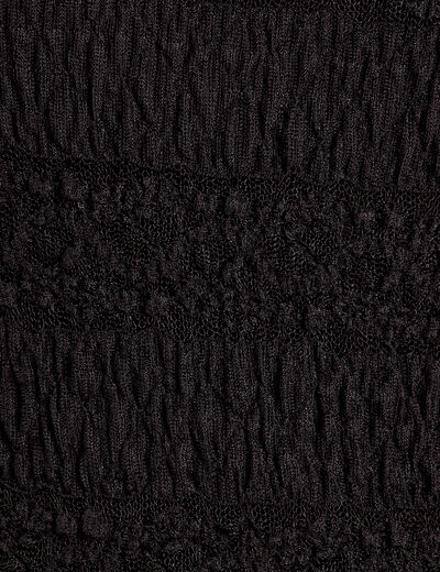 Blouse dentelle col montant noir femme
