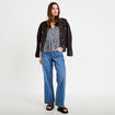 Blouse sans manches col v bleu femme