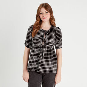 Blouse manches courtes noir femme