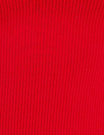 T-shirt manches courtes côtelé rouge femme
