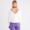 Pull manches longues col rond ecru femme