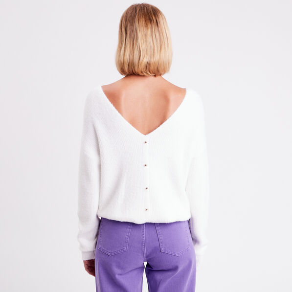 pull manches longues col rond ecru femme Pull manches longues col rond ecru femme