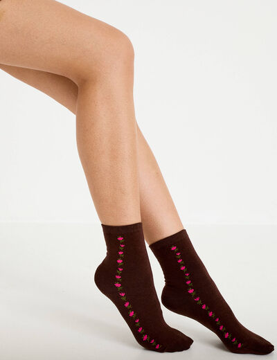 Lot de 3 paires de chaussettes bordeaux femme