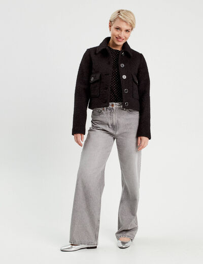 Veste droite boutonnée noir femme