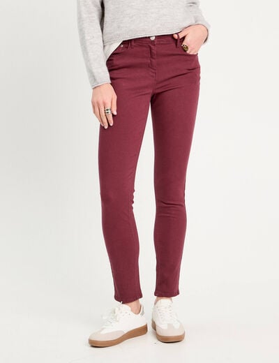 Jeans slim 5 poches violet fonc&eacute; femme
