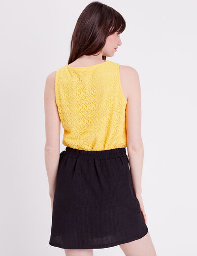 Débardeur aspect crochet jaune pastel femme