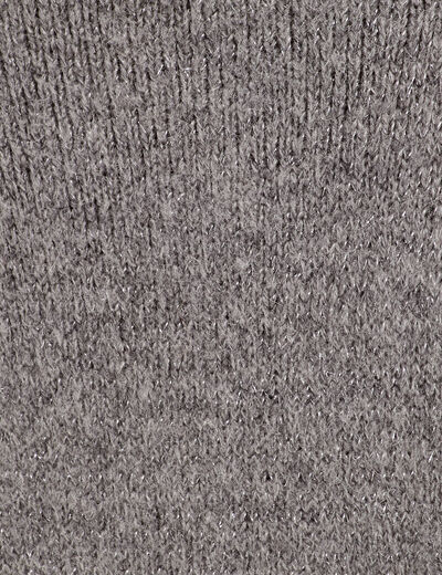 Pull fils m&eacute;tallis&eacute;s col bateau gris fonc&eacute; femme