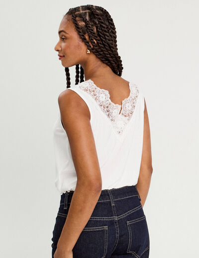 Blouse sans manches ecru femme
