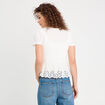 Blouse nouée détails brodés ecru femme
