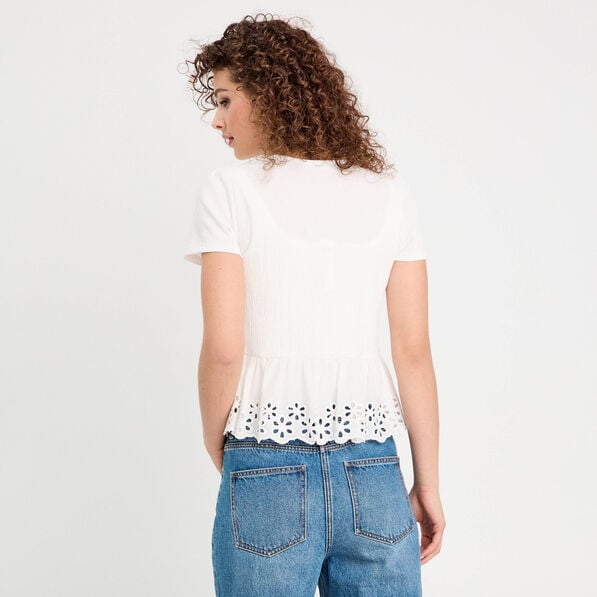 blouse nouee details brodes ecru femme Blouse nouée détails brodés ecru femme