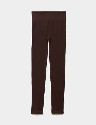 Leggings taille haute sans couture marron fonc&eacute; femme