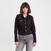 Veste droite boutonnée en jean noir femme