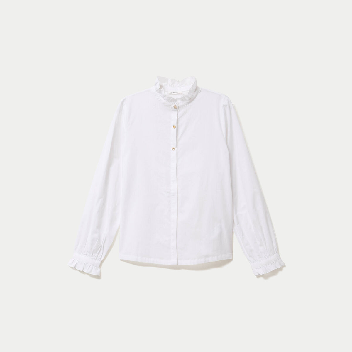 Chemise droite manches longues ecru femme