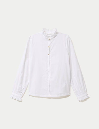 Chemise droite manches longues ecru femme