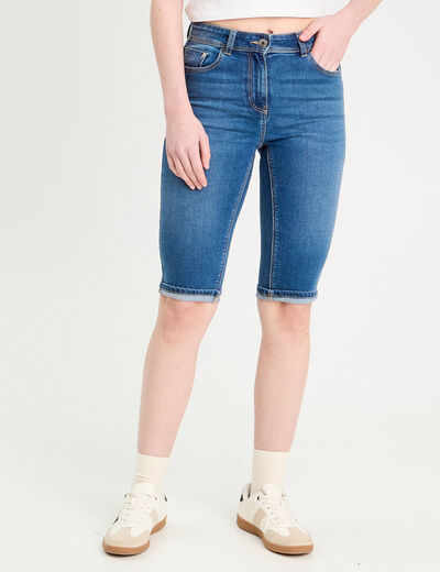 Bermuda skinny en jean denim stone femme
