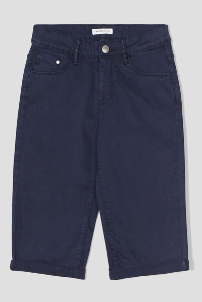 Pantacourt bleu marine femme