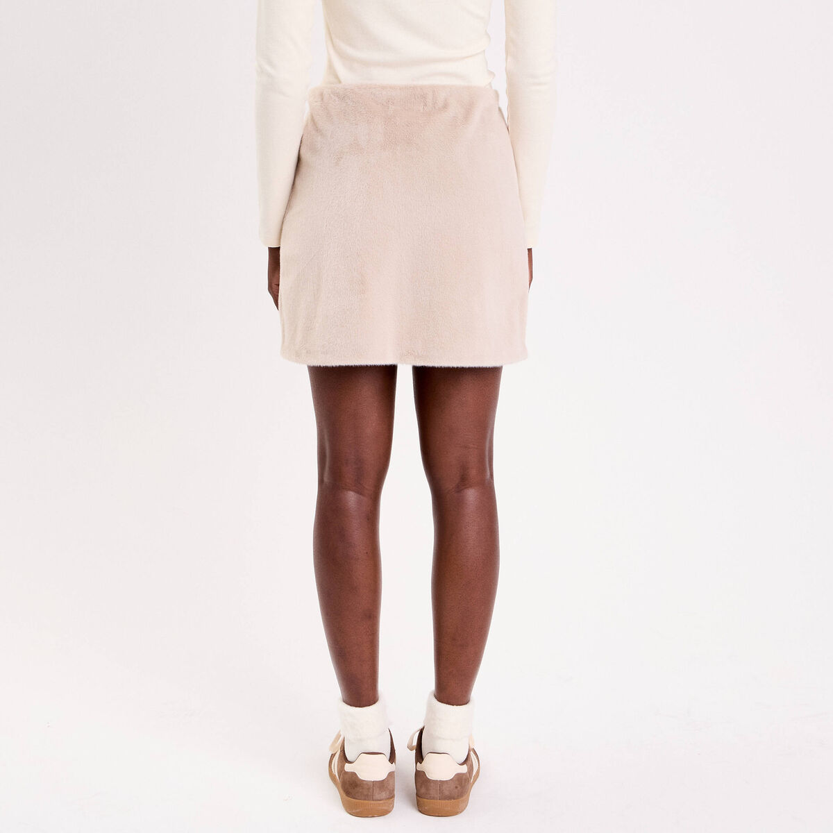 Mini-jupe Zara Fausse Enveloppe Zippée – Marron Rayures Noires – Taille XL Neuve