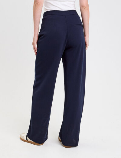 Pantalon large bleu marine femme