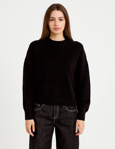 Pull col rond noir femme