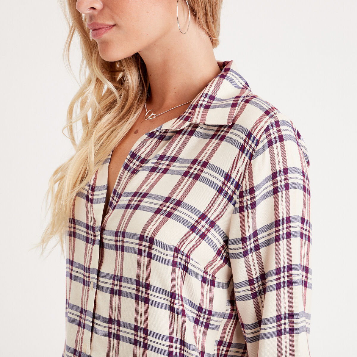 Chemise manches longues creme femme