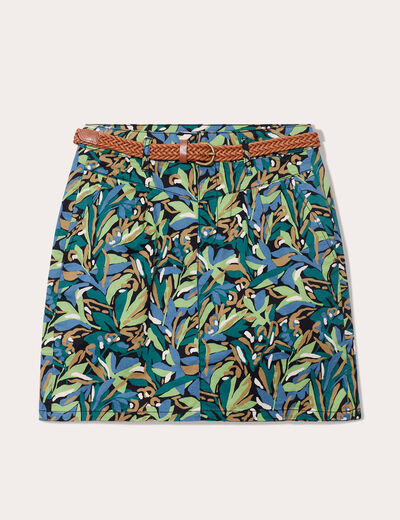 Jupe chino droite ceinturée noir femme