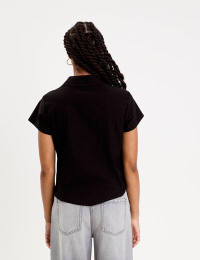 Chemise cintrée manches courtes noir femme