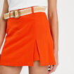 Jupe-short ceinturée contenant du lin orange femme