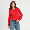 Pull avec boutons épaules rouge femme