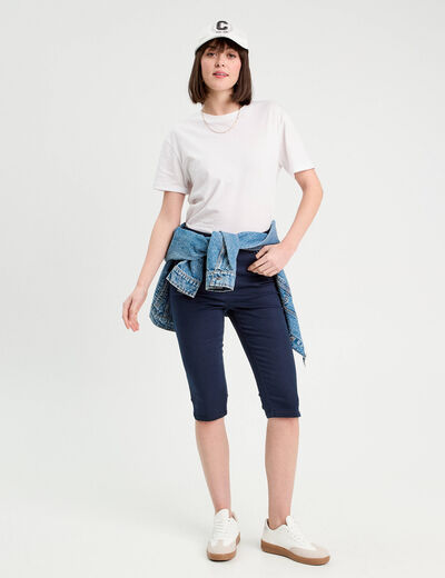 Pantalon capri bleu marine femme