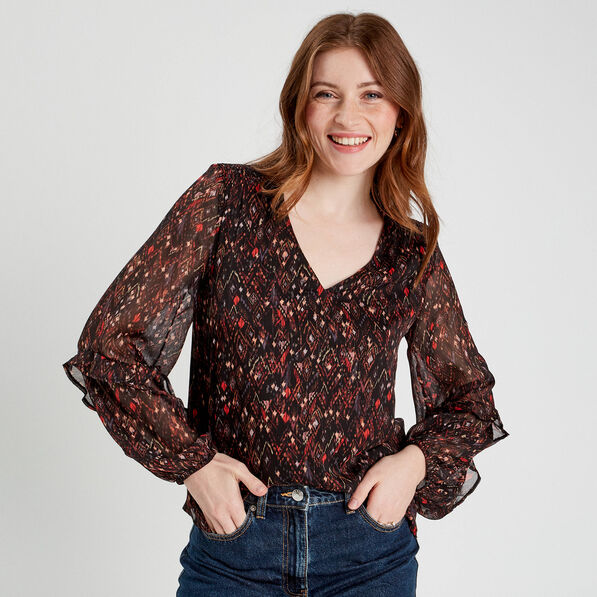 Blouse manches longues noir femme