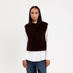 Pull 2-en-1 col amovible marron fonc&eacute; femme