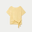 Blouse col v manches courtes jaune clair femme