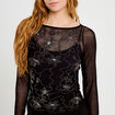 Top ajust&eacute; transparent col rond noir femme