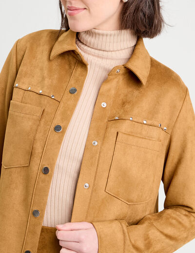 Surchemise suédine camel femme