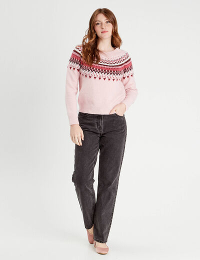 Pull manches longues rose pastel femme