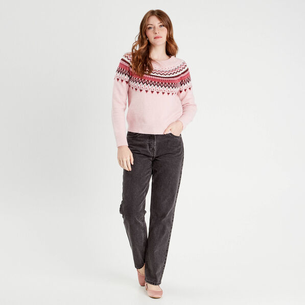 Pull manches longues rose pastel femme